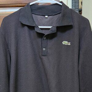 Izod Lacoste Men's Long Sleeve Polo Shirt, Black, Sz XL